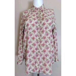 Antonelle Women Pink Floral Collar  Fabric Button France Viscose‎ Blouse Size 3
